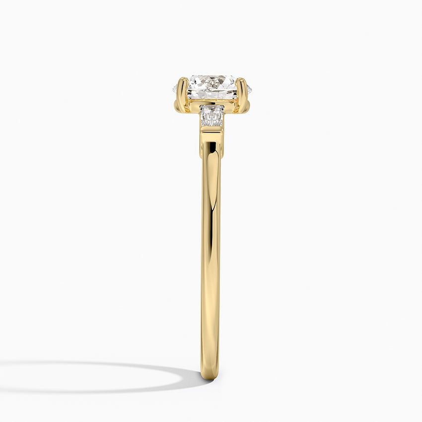Perfect Fit Tapered Baguette Diamond Ring Yellow Gold 18k Round Engagement Ring