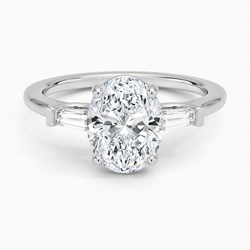 Perfect Fit Tapered Baguette Diamond Ring Platinum Oval Engagement Ring