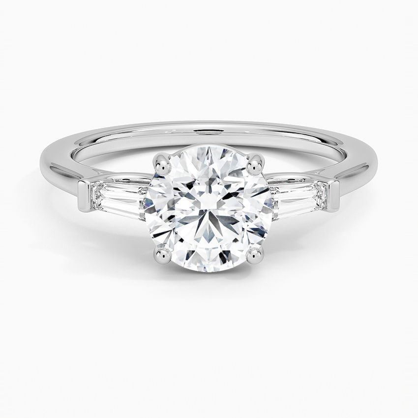 Perfect Fit Tapered Baguette Diamond Ring Platinum Round Engagement Ring