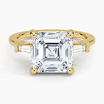 Perfect Fit Tapered Baguette Diamond Ring Yellow Gold 18k Asscher Engagement Ring