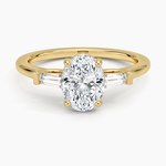 Perfect Fit Tapered Baguette Diamond Ring Yellow Gold 18k Oval Engagement Ring