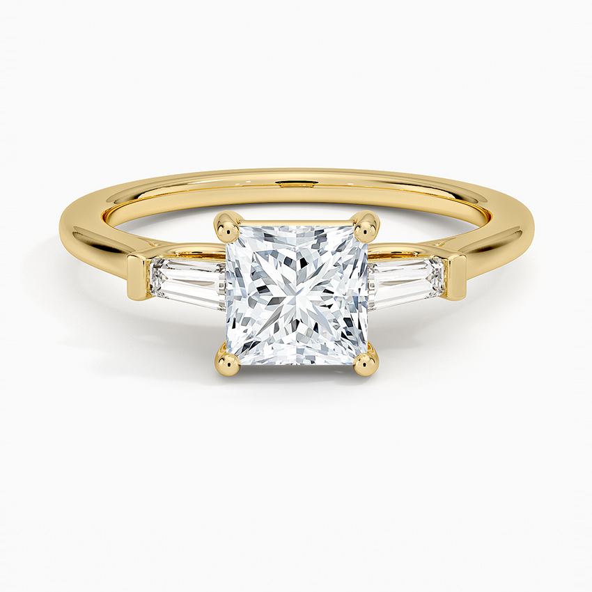 Perfect Fit Tapered Baguette Diamond Ring Yellow Gold 18k Princess Engagement Ring