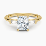 Perfect Fit Tapered Baguette Diamond Ring Yellow Gold 18k Radiant Engagement Ring