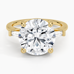 Perfect Fit Tapered Baguette Diamond Ring Yellow Gold 18k Round Engagement Ring