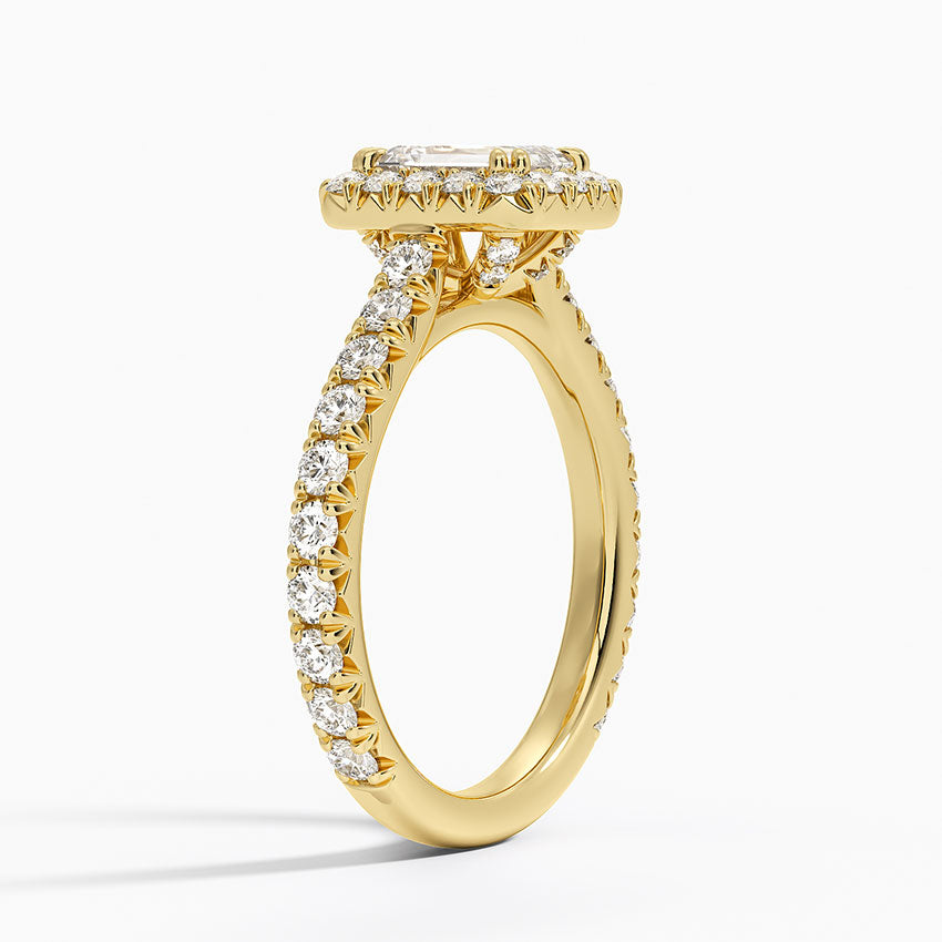 Sienna Halo Three-Quarter Coverage Diamond Ring (3/4 ct. tw.) Yellow Gold 18k Emerald Engagement Ring