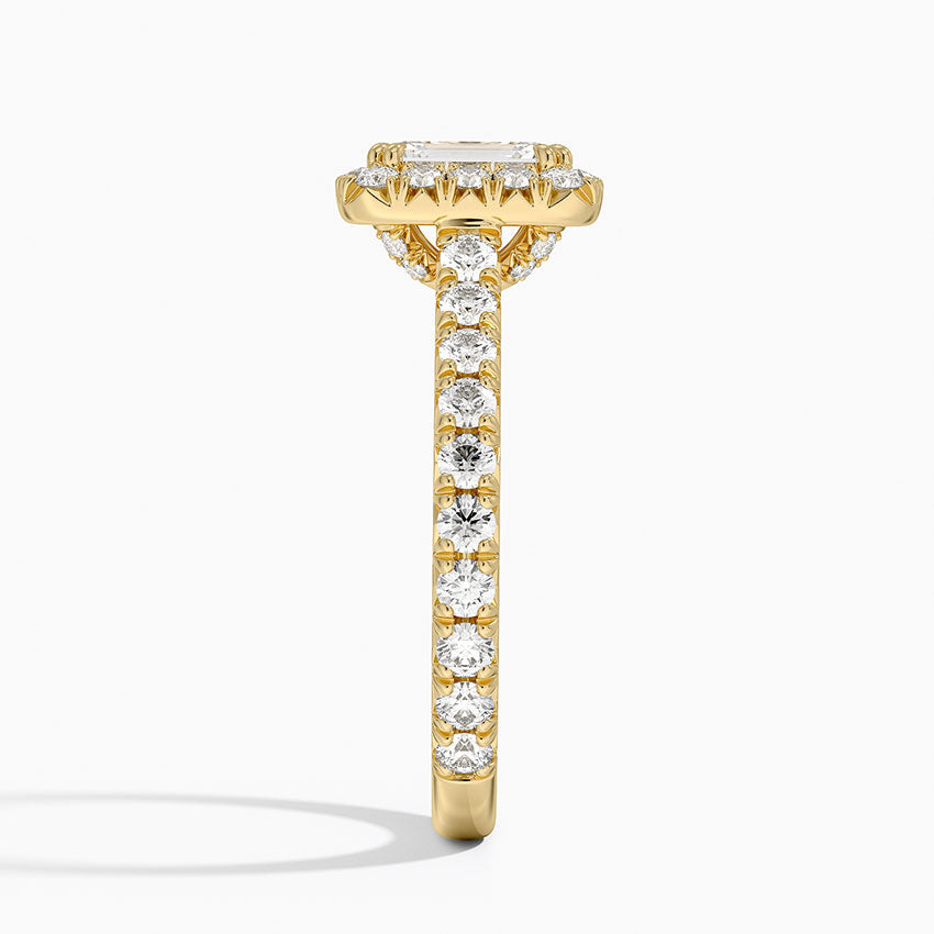Sienna Halo Three-Quarter Coverage Diamond Ring (3/4 ct. tw.) Yellow Gold 18k Emerald Engagement Ring