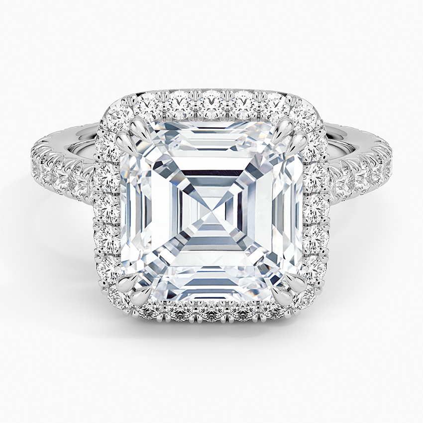 Sienna Halo Three-Quarter Coverage Diamond Ring (3/4 ct. tw.) Platinum Asscher Engagement Ring