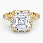 Sienna Halo Three-Quarter Coverage Diamond Ring (3/4 ct. tw.) Yellow Gold 18k Asscher Engagement Ring