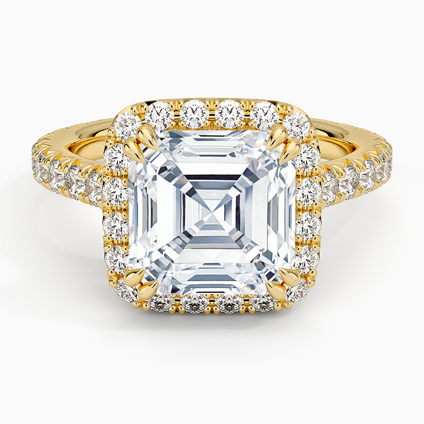 Sienna Halo Three-Quarter Coverage Diamond Ring (3/4 ct. tw.) Yellow Gold 18k Asscher Engagement Ring