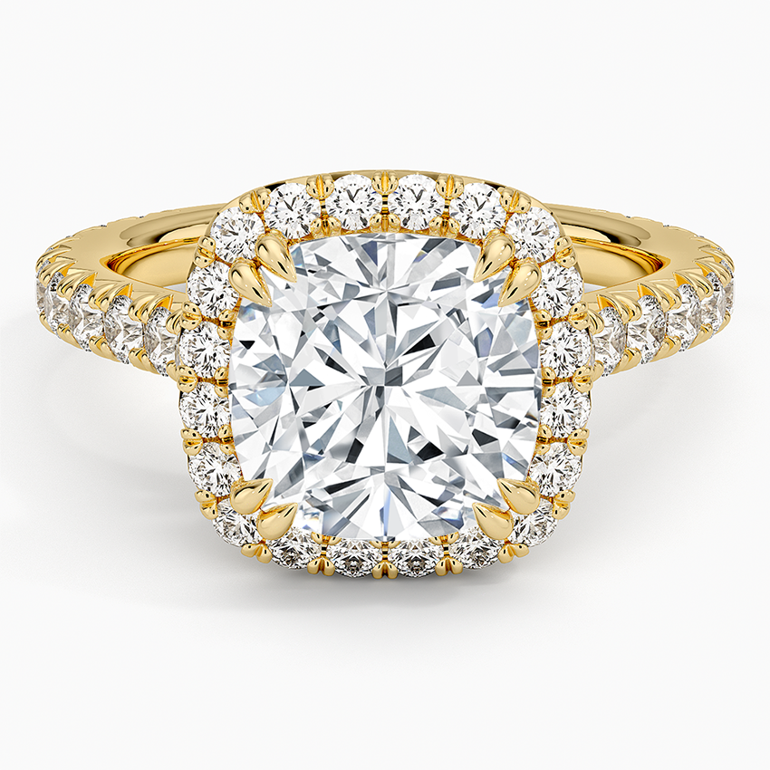Sienna Halo Three-Quarter Coverage Diamond Ring (3/4 ct. tw.) Yellow Gold 18k Cushion Engagement Ring