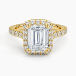 Sienna Halo Three-Quarter Coverage Diamond Ring (3/4 ct. tw.) Yellow Gold 18k Emerald Engagement Ring