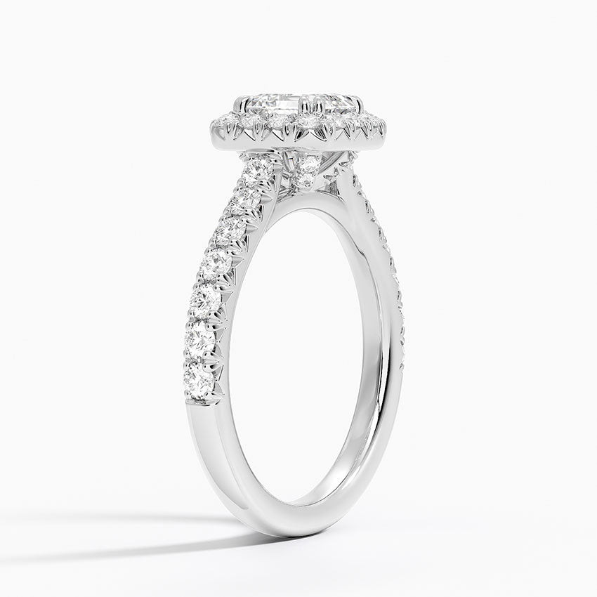Sienna Halo Half Coverage Diamond Ring Platinum Asscher Engagement Ring