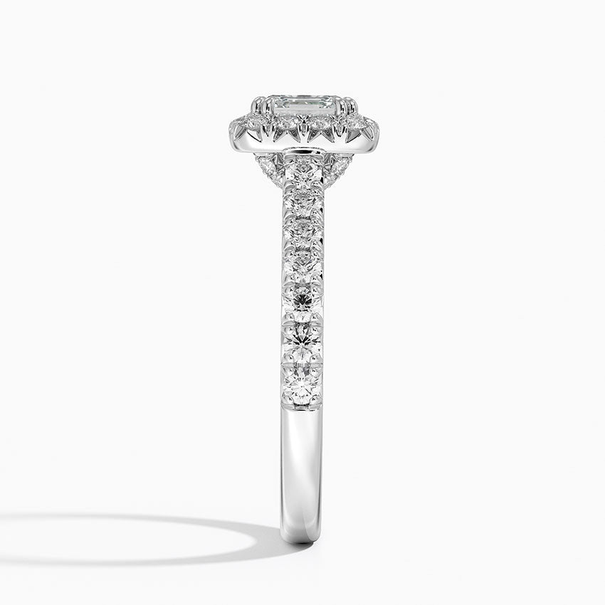 Sienna Halo Half Coverage Diamond Ring Platinum Asscher Engagement Ring