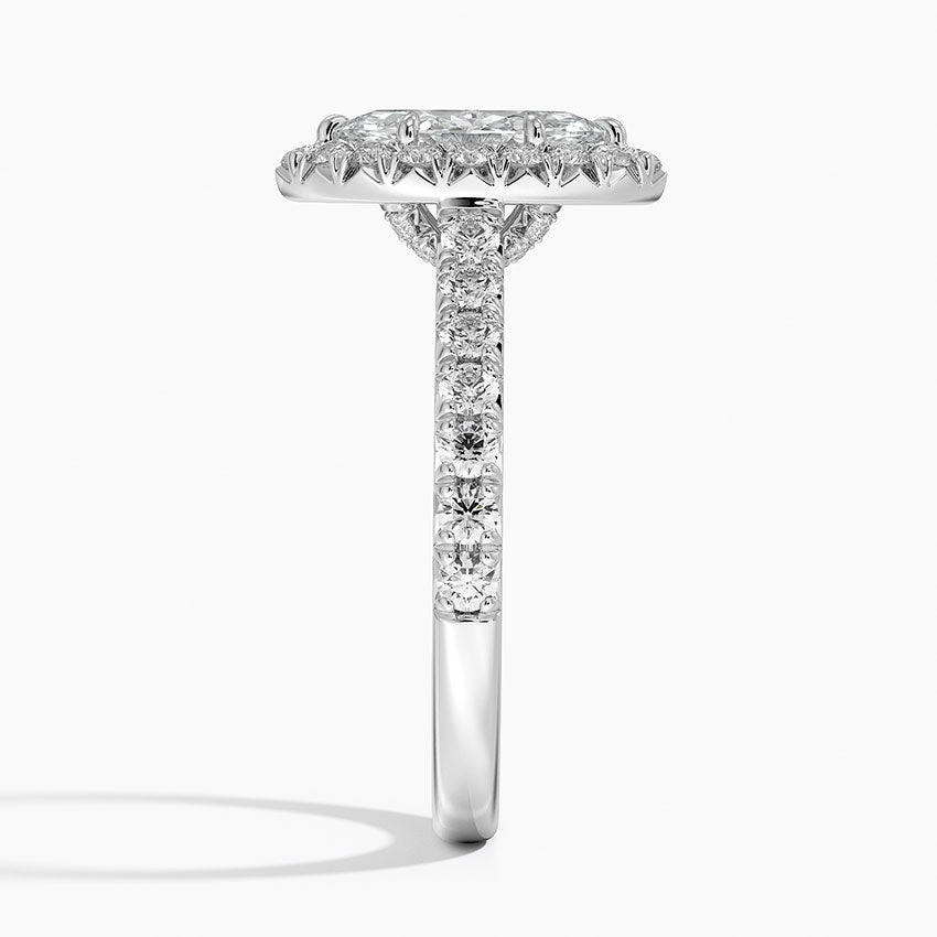 Sienna Halo Half Coverage Diamond Ring Platinum Marquise Engagement Ring