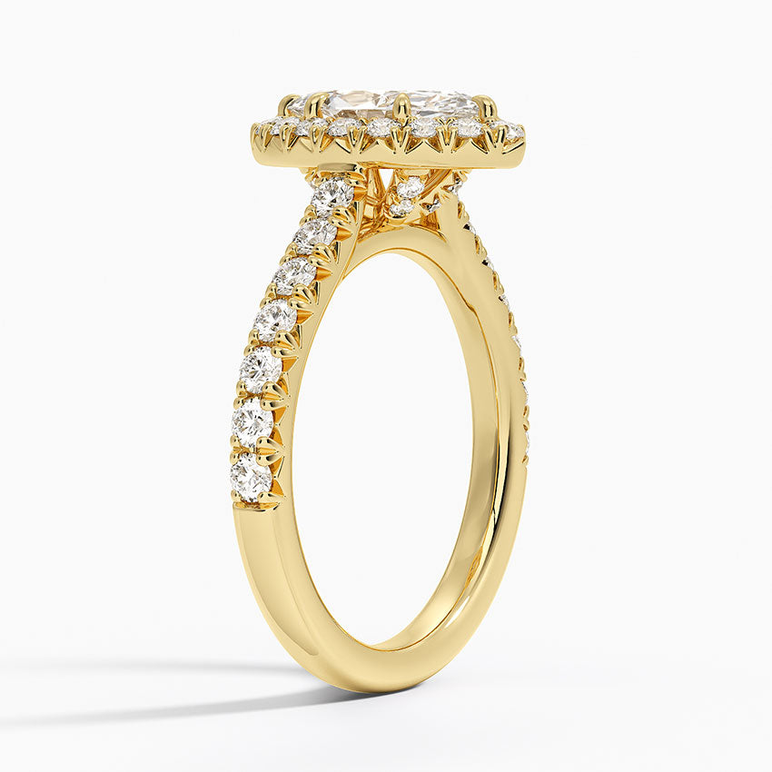 Sienna Halo Half Coverage Diamond Ring Yellow Gold 18k Marquise Engagement Ring