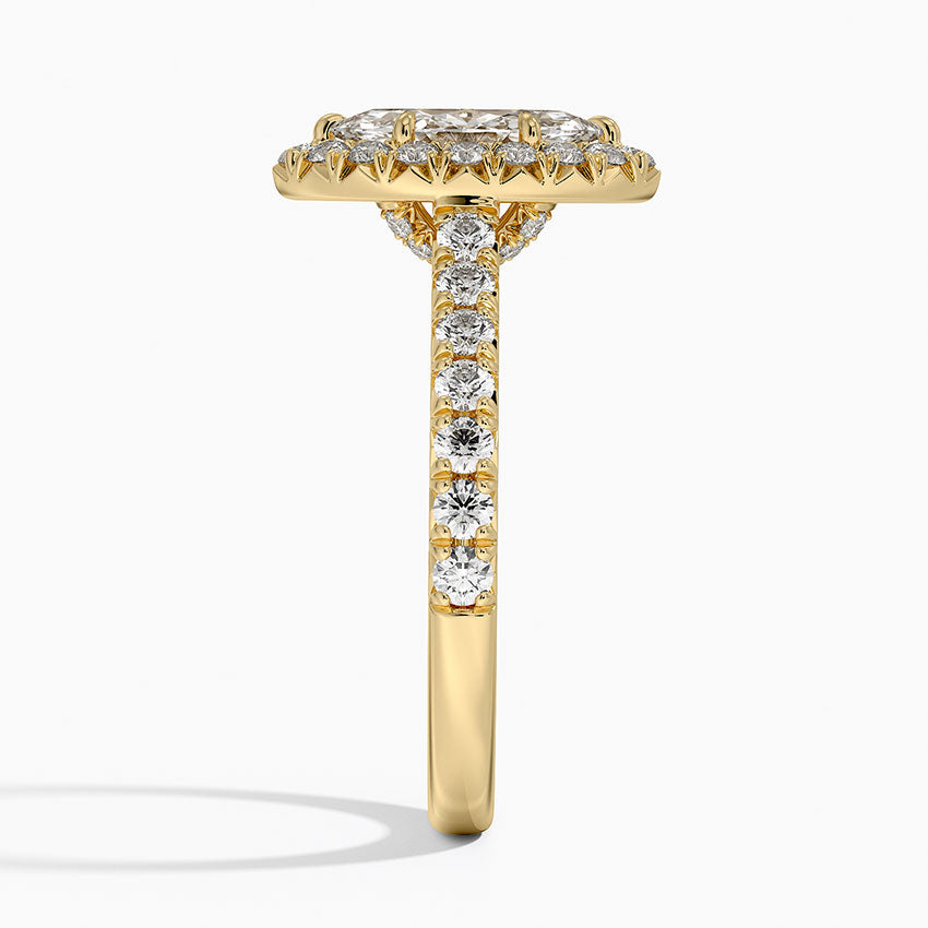 Sienna Halo Half Coverage Diamond Ring Yellow Gold 18k Marquise Engagement Ring