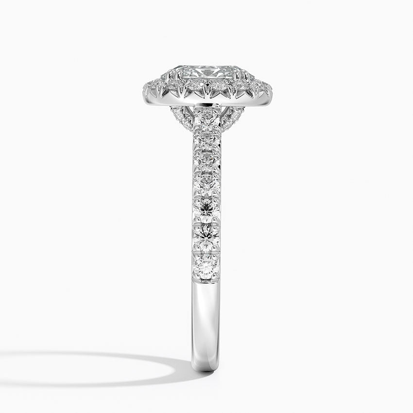 Sienna Halo Half Coverage Diamond Ring Platinum Oval Engagement Ring
