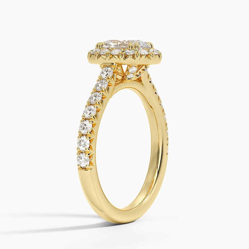 Sienna Halo Half Coverage Diamond Ring Yellow Gold 18k Oval Engagement Ring