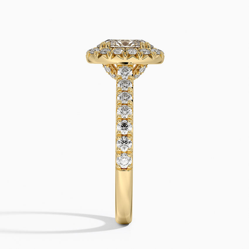 Sienna Halo Half Coverage Diamond Ring Yellow Gold 18k Oval Engagement Ring