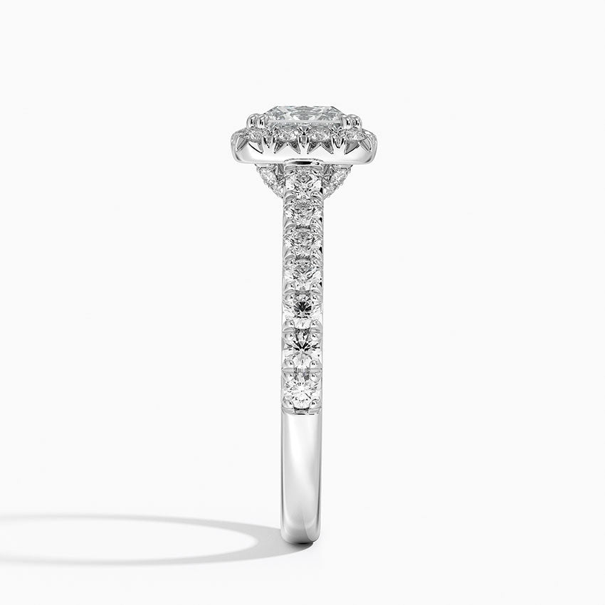 Sienna Halo Half Coverage Diamond Ring Platinum Princess Engagement Ring