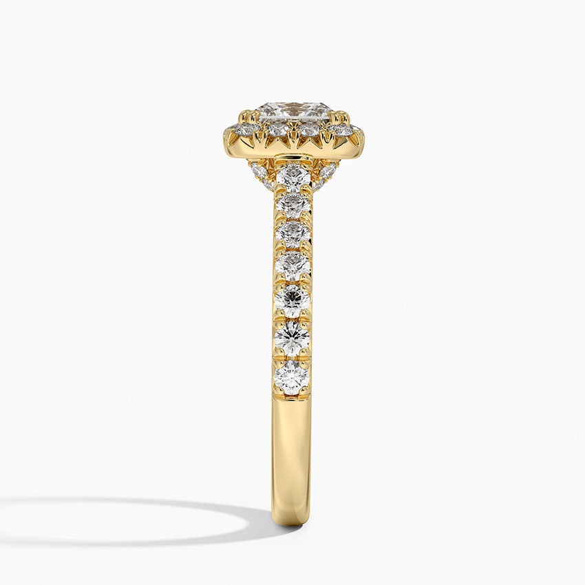 Sienna Halo Half Coverage Diamond Ring Yellow Gold 18k Princess Engagement Ring