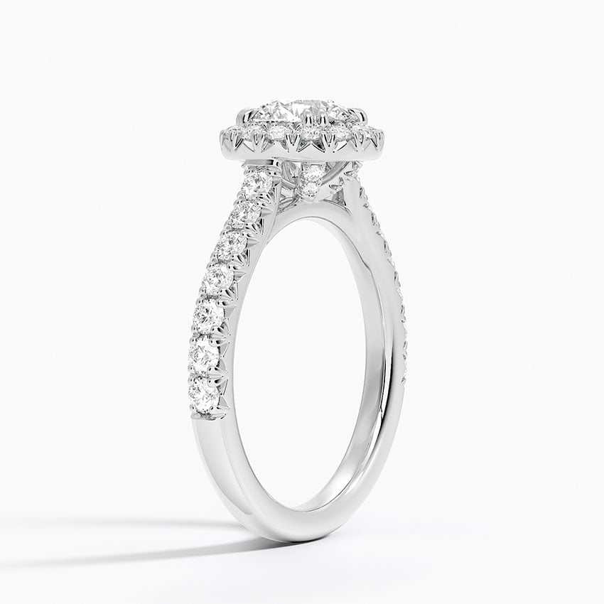 Sienna Halo Half Coverage Diamond Ring Platinum Round Engagement Ring