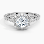 Sienna Halo Half Coverage Diamond Ring Platinum Cushion Engagement Ring