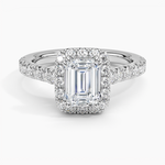 Sienna Halo Half Coverage Diamond Ring Platinum Emerald Engagement Ring