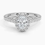 Sienna Halo Half Coverage Diamond Ring Platinum Oval Engagement Ring