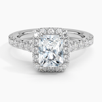Sienna Halo Half Coverage Diamond Ring Platinum Radiant Engagement Ring