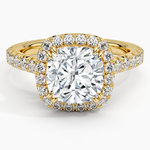 Sienna Halo Half Coverage Diamond Ring Yellow Gold 18k Cushion Engagement Ring