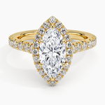 Sienna Halo Half Coverage Diamond Ring Yellow Gold 18k Marquise Engagement Ring