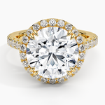 Sienna Halo Half Coverage Diamond Ring Yellow Gold 18k Round Engagement Ring