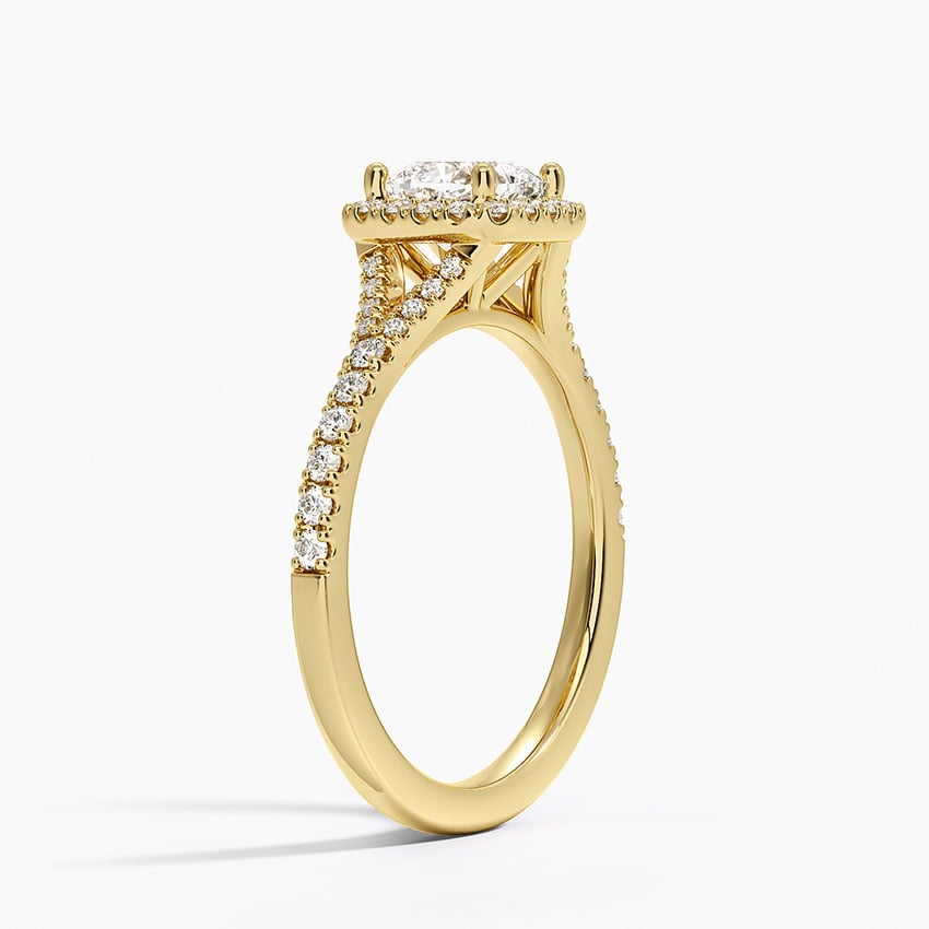 Joy Half Coverage Diamond Ring Yellow Gold 18k Cushion Engagement Ring