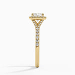 Joy Half Coverage Diamond Ring Yellow Gold 18k Cushion Engagement Ring
