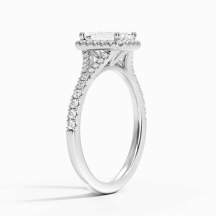 Joy Half Coverage Diamond Ring Platinum Emerald Engagement Ring