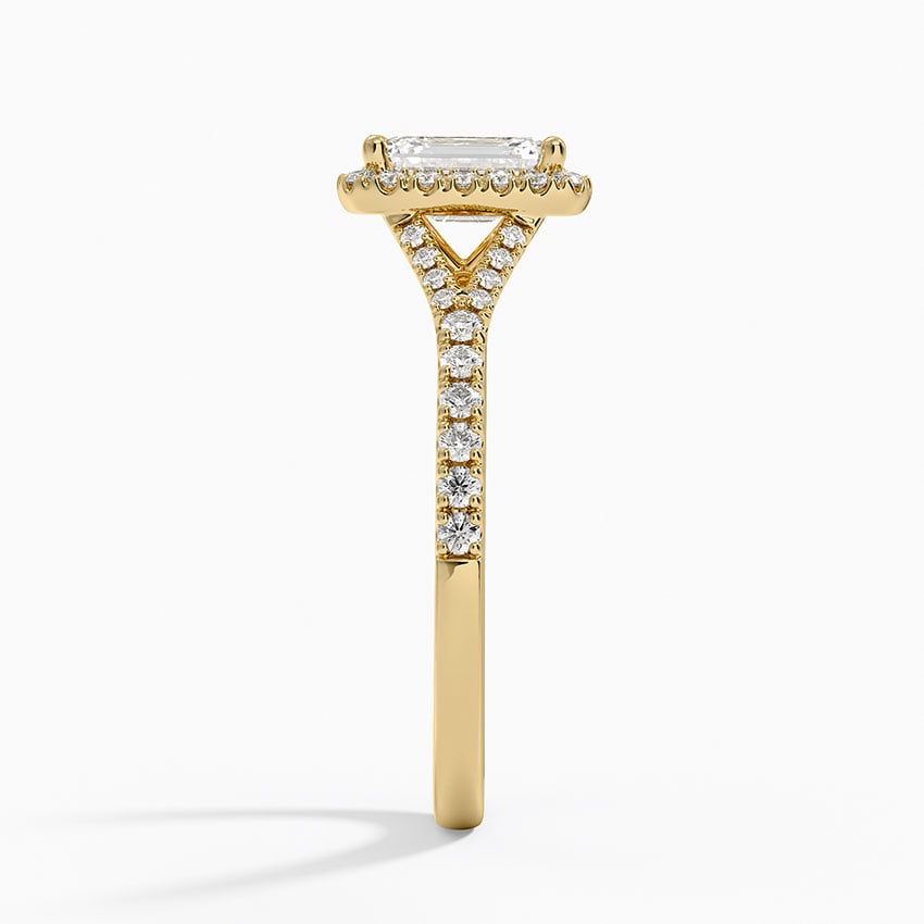 Joy Half Coverage Diamond Ring Yellow Gold 18k Emerald Engagement Ring