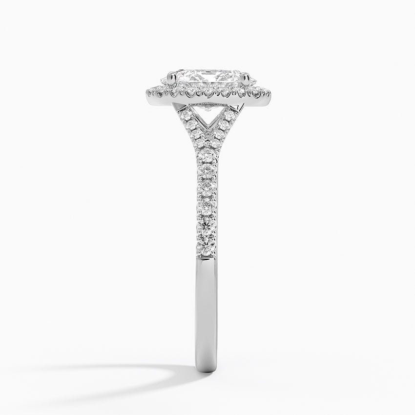 Joy Half Coverage Diamond Ring Platinum Oval Engagement Ring