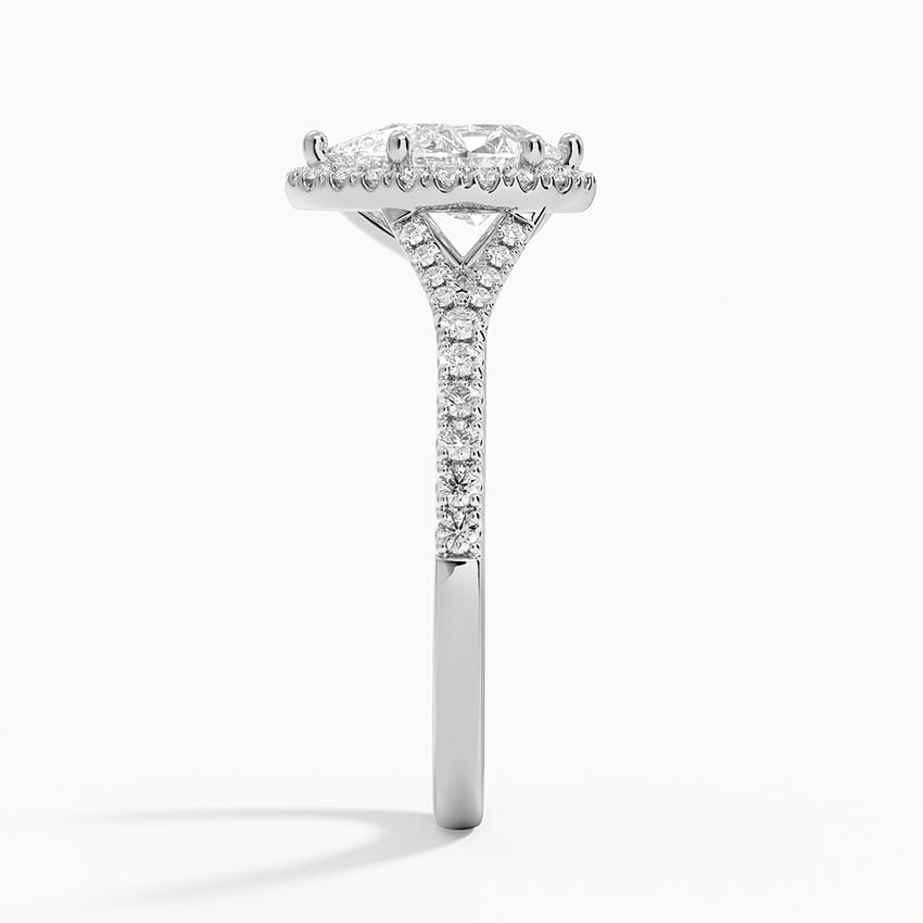 Joy Half Coverage Diamond Ring Platinum Pear Engagement Ring