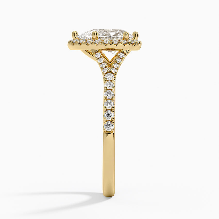 Joy Half Coverage Diamond Ring Yellow Gold 18k Pear Engagement Ring