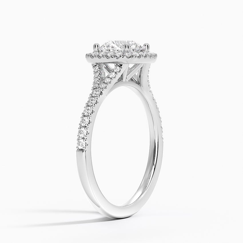 Joy Half Coverage Diamond Ring Platinum Round Engagement Ring