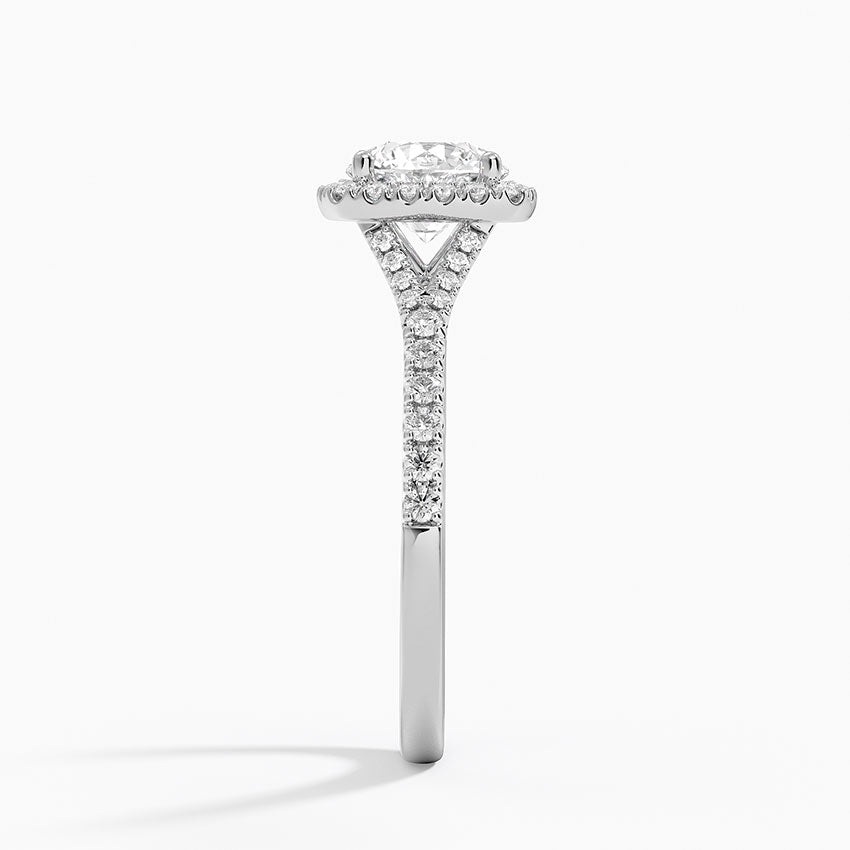Joy Half Coverage Diamond Ring Platinum Round Engagement Ring