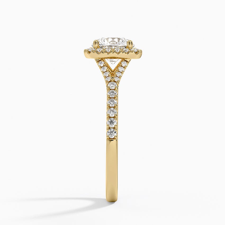 Joy Half Coverage Diamond Ring Yellow Gold 18k Round Engagement Ring