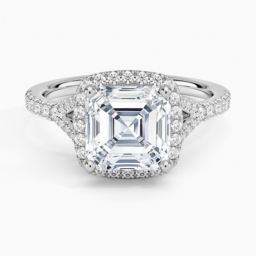 Joy Half Coverage Diamond Ring Platinum Asscher Engagement Ring