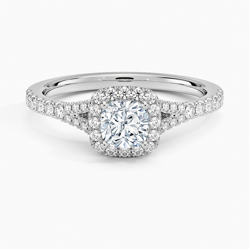 Joy Half Coverage Diamond Ring Platinum Cushion Engagement Ring
