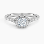Joy Half Coverage Diamond Ring Platinum Cushion Engagement Ring