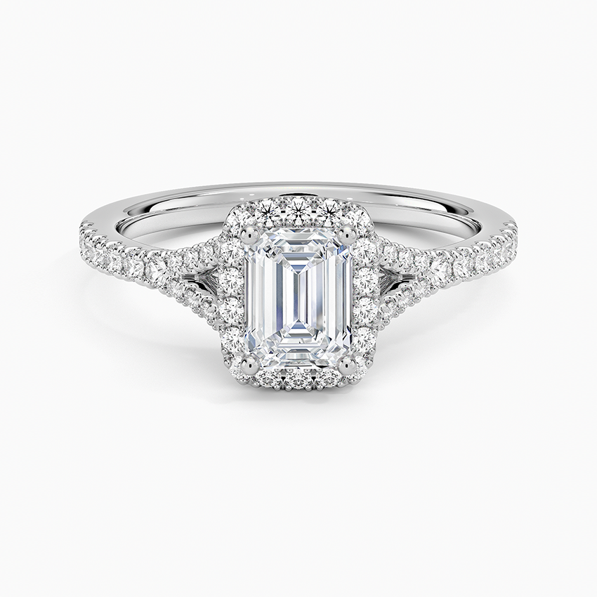 Joy Half Coverage Diamond Ring Platinum Emerald Engagement Ring