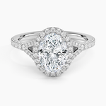Joy Half Coverage Diamond Ring Platinum Oval Engagement Ring