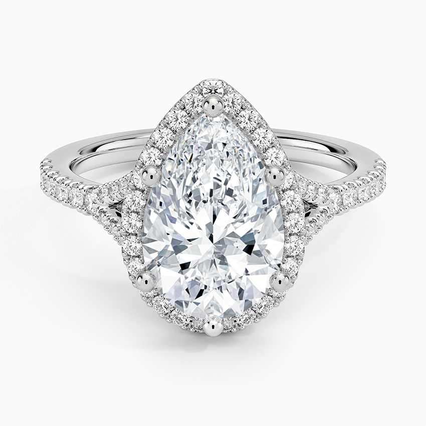 Joy Half Coverage Diamond Ring Platinum Pear Engagement Ring