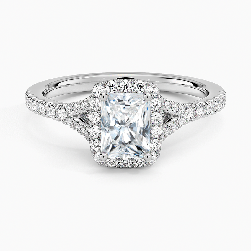 Joy Half Coverage Diamond Ring Platinum Radiant Engagement Ring